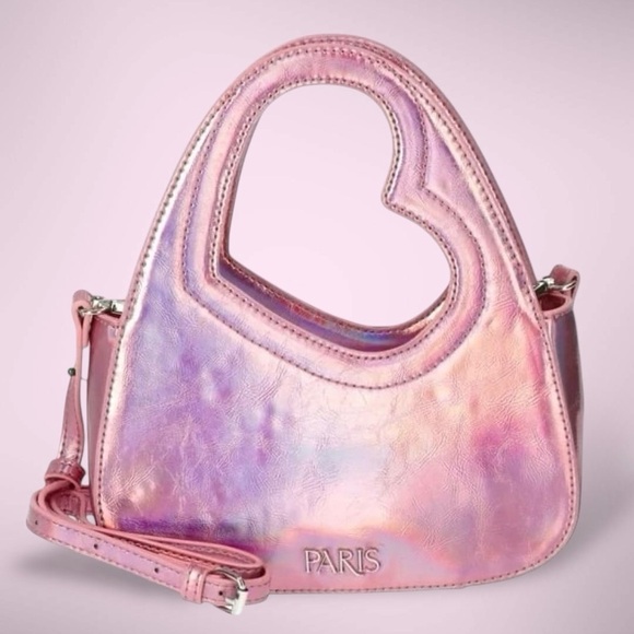 Paris Hilton Heartbreaker Top Handle Bag Crossbody Strap Iridescent Pink NWT - Picture 1 of 16